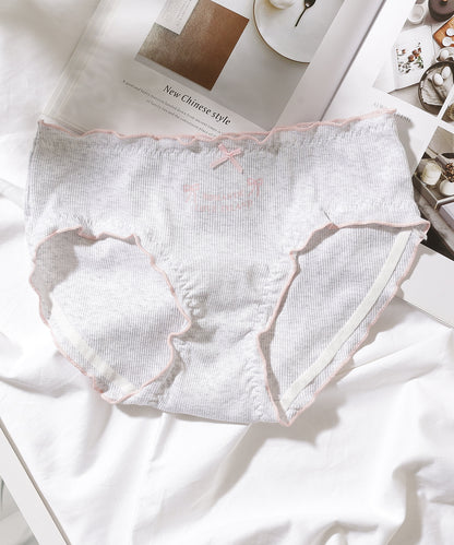 【5枚セット】配色 メロウ リボン ワンポイント ショーツ