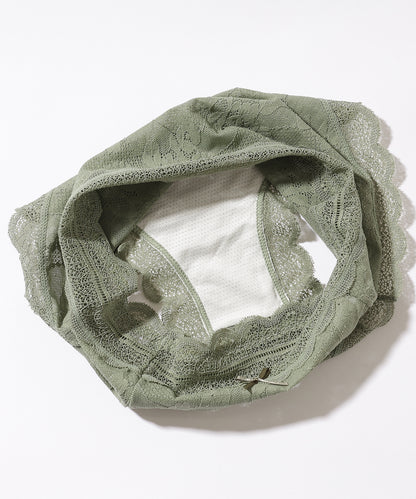 【6枚セット】ソリッドカラー スカラップ 総レース ショーツ