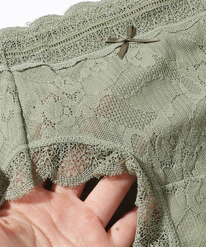 【6枚セット】ソリッドカラー スカラップ 総レース ショーツ