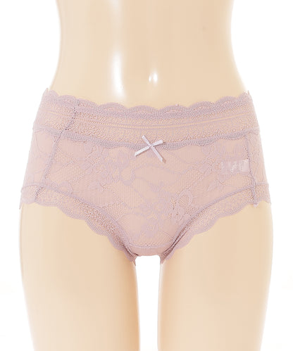 【6枚セット】ソリッドカラー スカラップ 総レース ショーツ