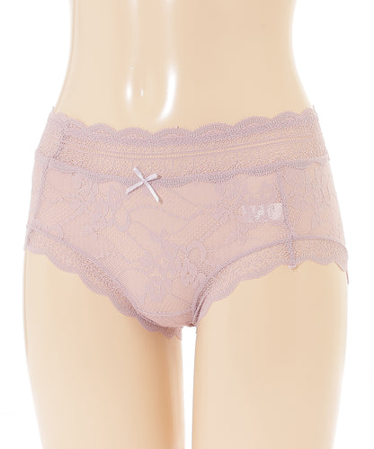 【6枚セット】ソリッドカラー スカラップ 総レース ショーツ