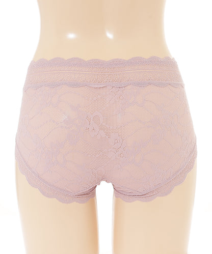 【6枚セット】ソリッドカラー スカラップ 総レース ショーツ