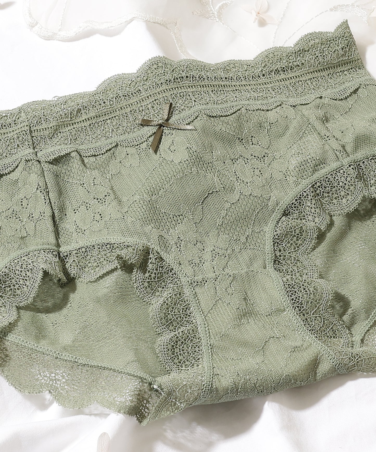 【6枚セット】ソリッドカラー スカラップ 総レース ショーツ