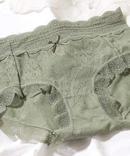 【6枚セット】ソリッドカラー スカラップ 総レース ショーツ