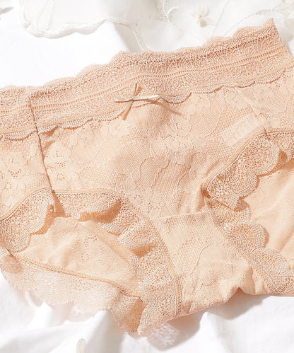 【6枚セット】ソリッドカラー スカラップ 総レース ショーツ