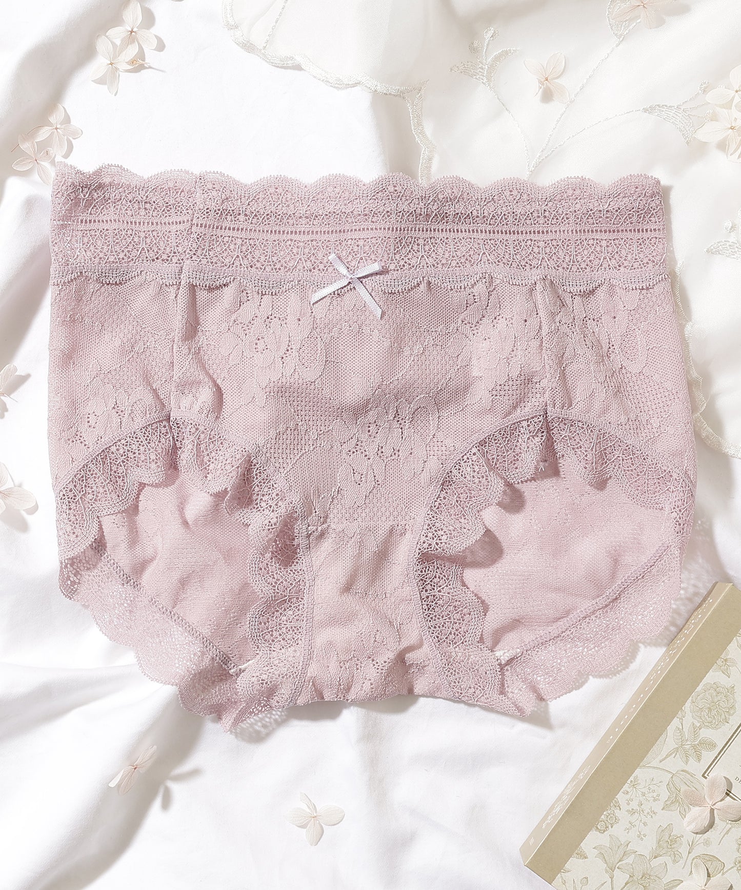 【6枚セット】ソリッドカラー スカラップ 総レース ショーツ