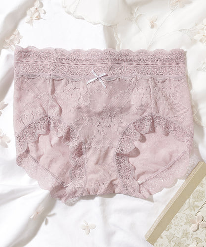 【6枚セット】ソリッドカラー スカラップ 総レース ショーツ