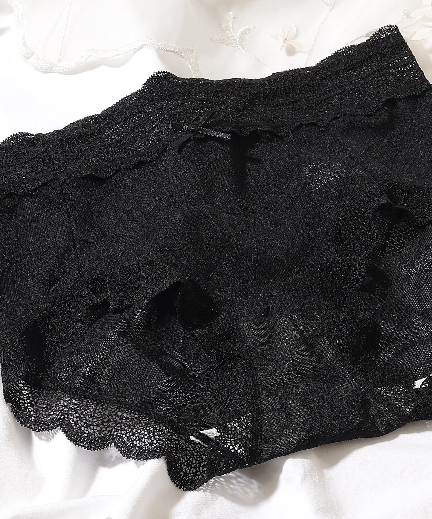 【6枚セット】ソリッドカラー スカラップ 総レース ショーツ