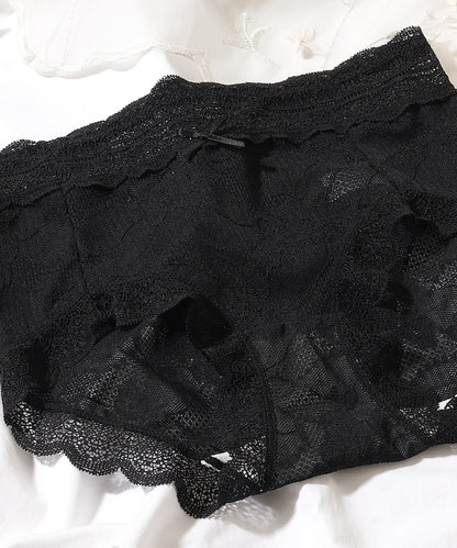 【6枚セット】ソリッドカラー スカラップ 総レース ショーツ
