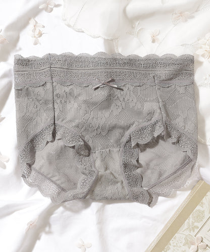 【6枚セット】ソリッドカラー スカラップ 総レース ショーツ