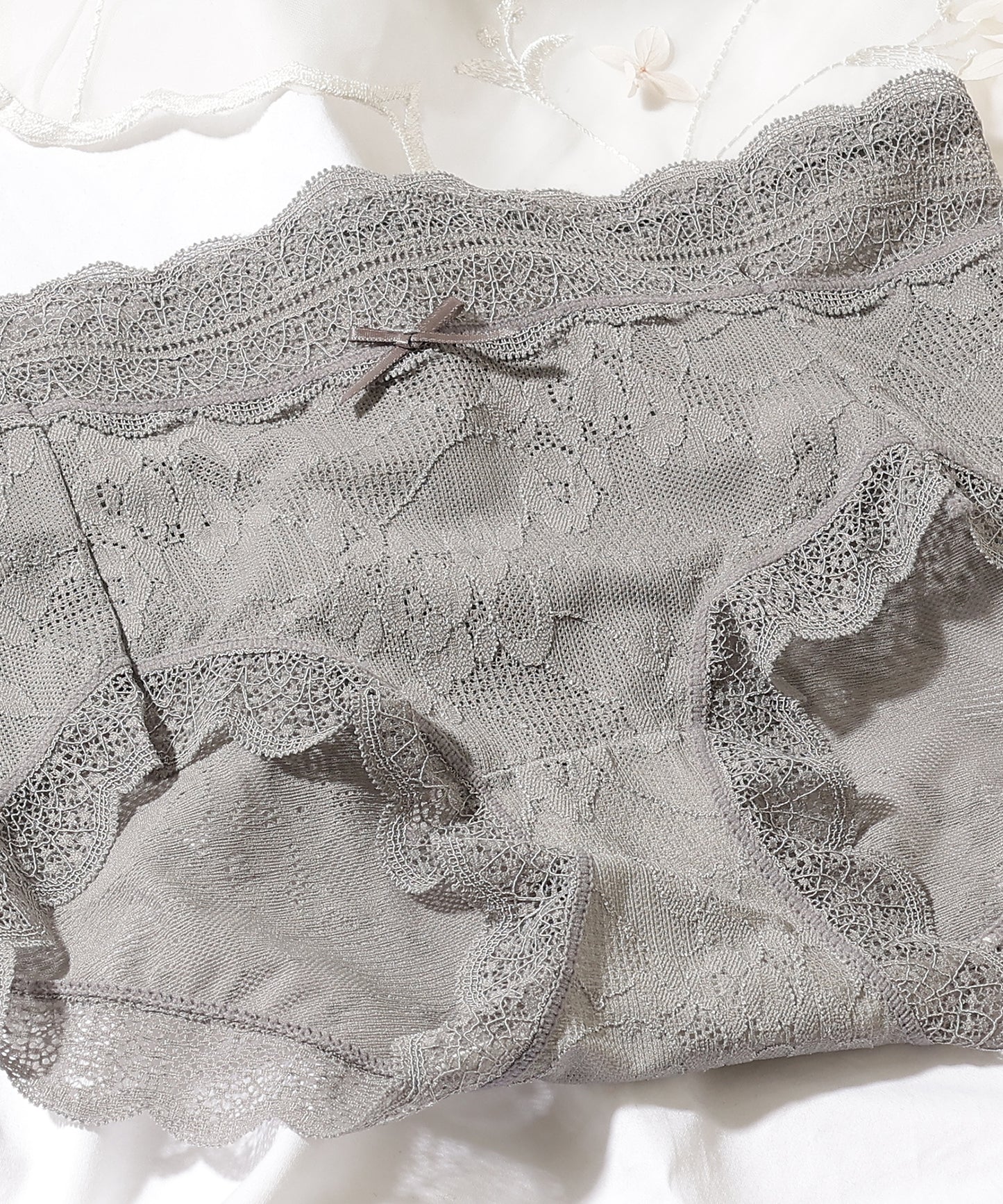 【6枚セット】ソリッドカラー スカラップ 総レース ショーツ