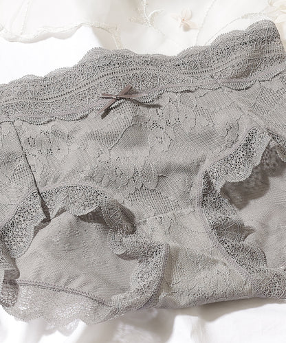 【6枚セット】ソリッドカラー スカラップ 総レース ショーツ