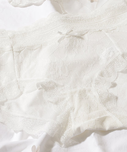 【6枚セット】ソリッドカラー スカラップ 総レース ショーツ