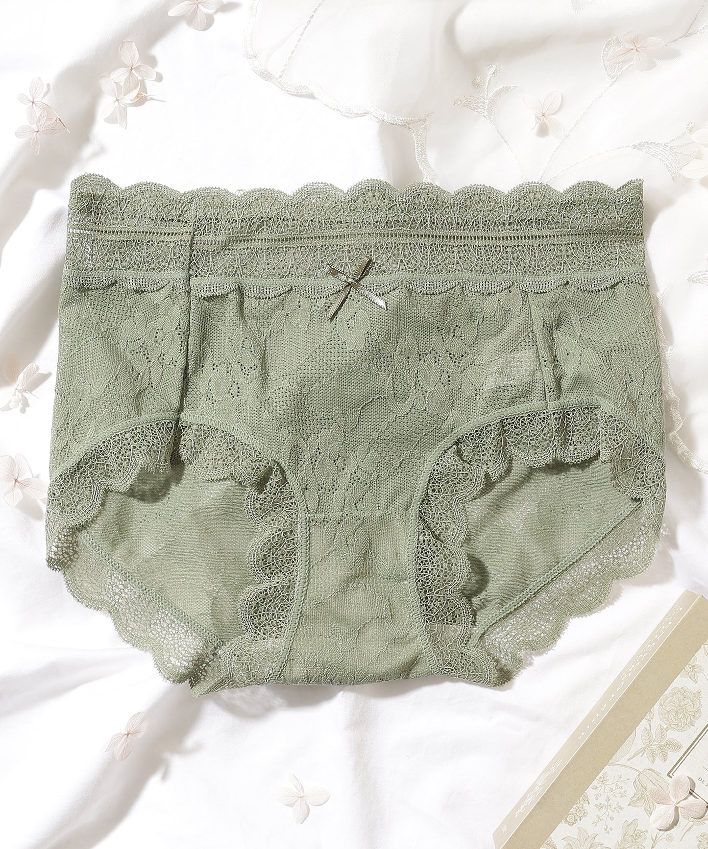 【6枚セット】ソリッドカラー スカラップ 総レース ショーツ