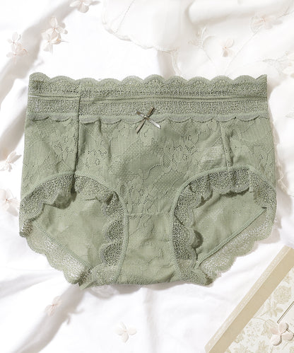 【6枚セット】ソリッドカラー スカラップ 総レース ショーツ