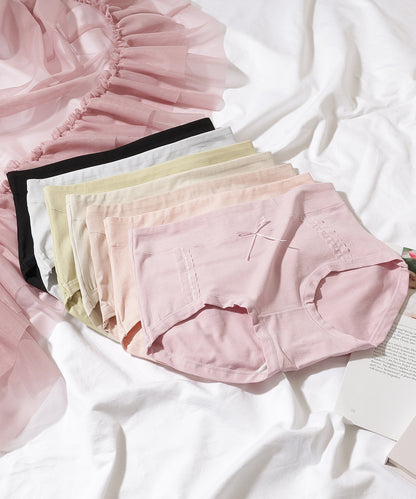 【7枚セット】ソリッドカラー リボン ボーイズレッグ ショーツ