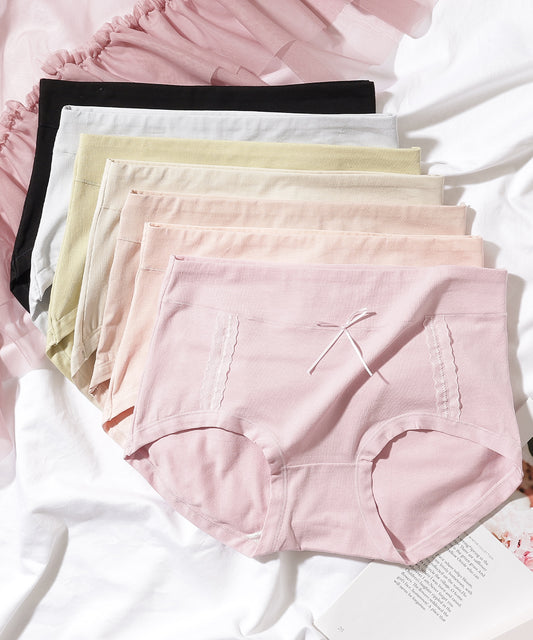 【7枚セット】ソリッドカラー リボン ボーイズレッグ ショーツ