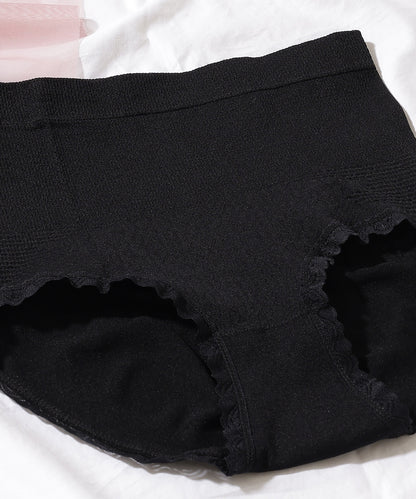 【6枚セット】ソリッドカラー ハイウエスト ソフト 立体成型編み ショーツ
