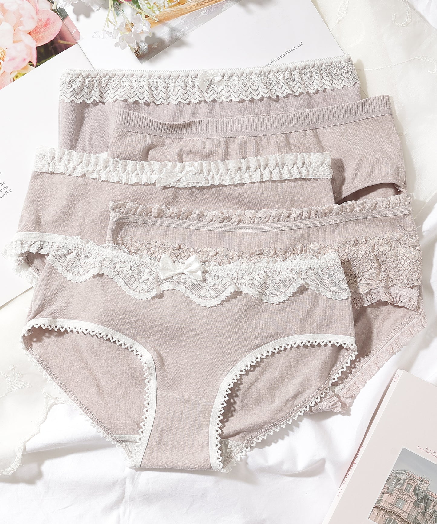 【10枚セット】くすみカラー フレンチ レース バラエティ ショーツ