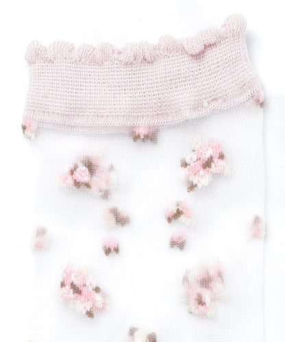 【5色組】 花柄シースルーソックスセット