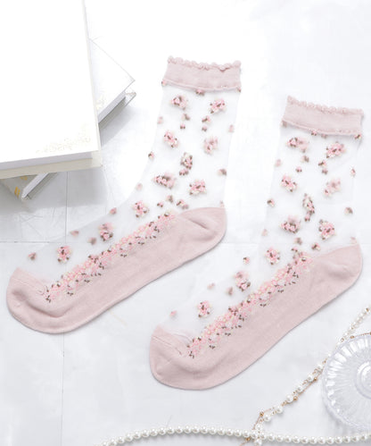 【5色組】 花柄シースルーソックスセット
