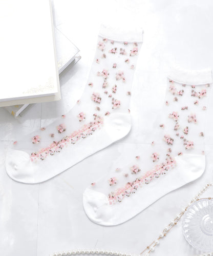 【5色組】 花柄シースルーソックスセット