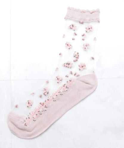 【5色組】 花柄シースルーソックスセット