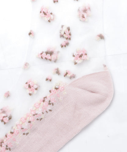 【5色組】 花柄シースルーソックスセット