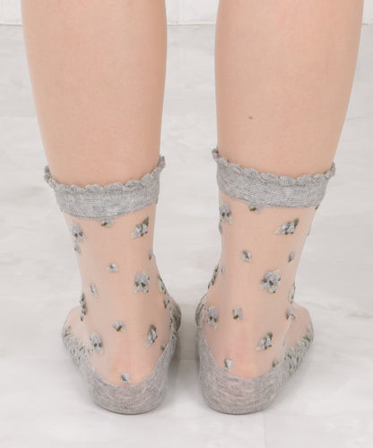 【5色組】 花柄シースルーソックスセット