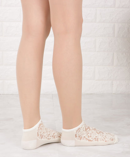 【5色組】花柄シースルーくるぶしソックスセット
