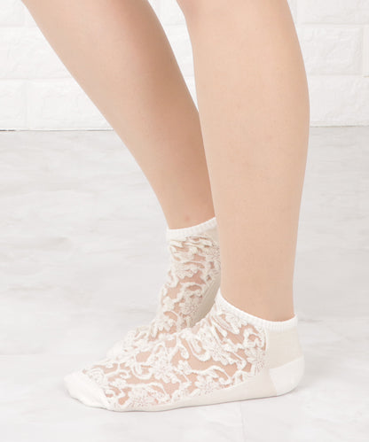 【5色組】花柄シースルーくるぶしソックスセット