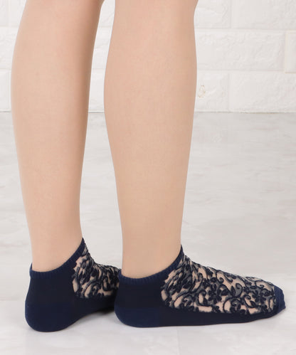 【5色組】花柄シースルーくるぶしソックスセット