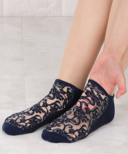 【5色組】花柄シースルーくるぶしソックスセット