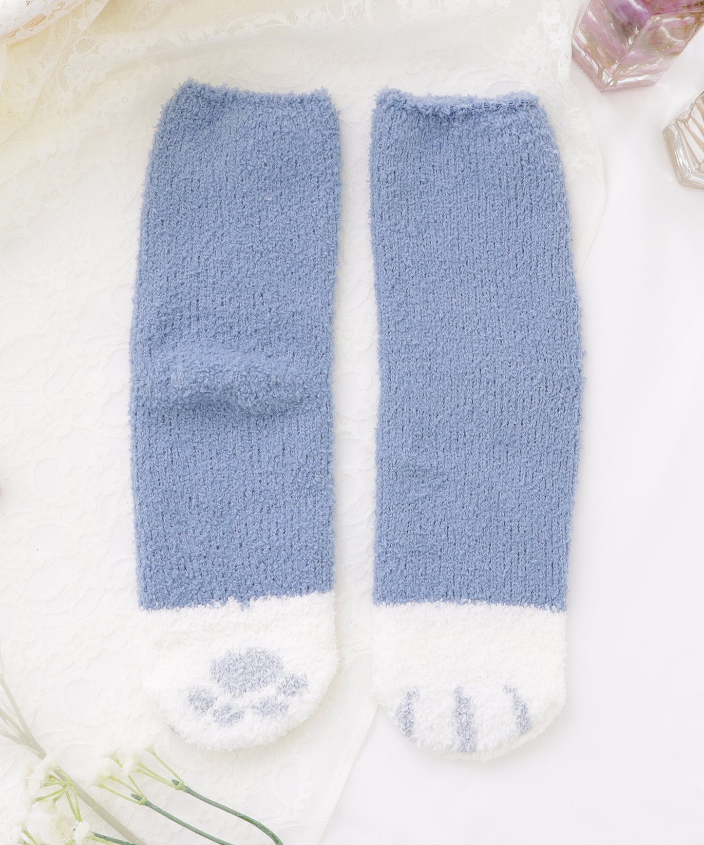 【10足セット】猫足デザインふわもちルームソックス