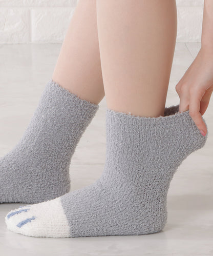 【10足セット】猫足デザインふわもちルームソックス