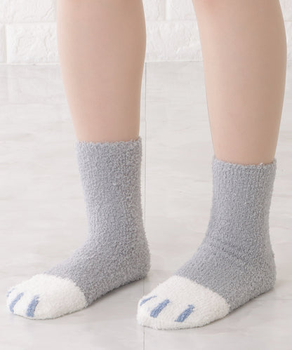 【10足セット】猫足デザインふわもちルームソックス