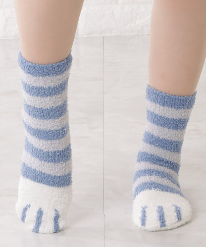 【10足セット】猫足デザインふわもちルームソックス