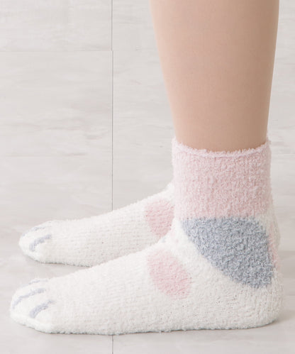 【10足セット】猫足デザインふわもちルームソックス