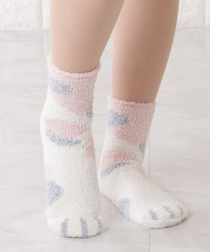 【10足セット】猫足デザインふわもちルームソックス