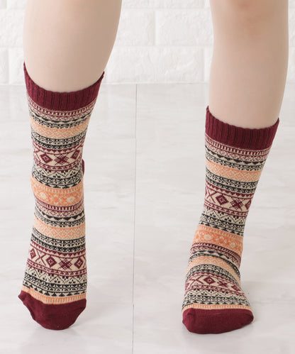 【10足セット】トライバル柄ショート丈カラーソックス