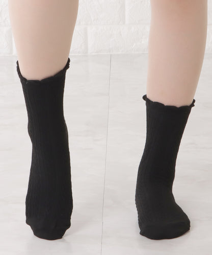 【10足セット】ケーブル柄くしゅデザインショート丈ソックス