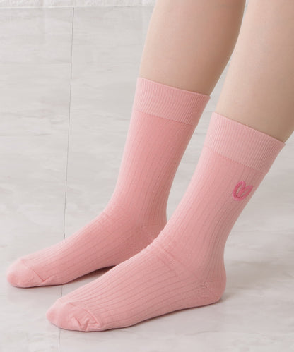 【10足セット】ハート刺繍ショート丈リブソックス