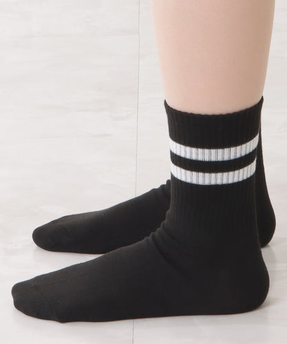 【10足セット】ショート丈ダブルラインリブソックス