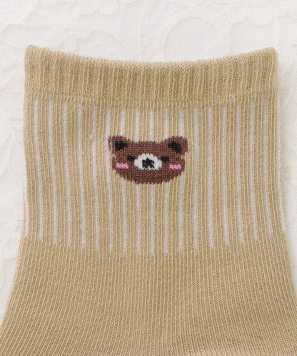 【10足セット】キャラクター柄ショート丈ブラウンソックス