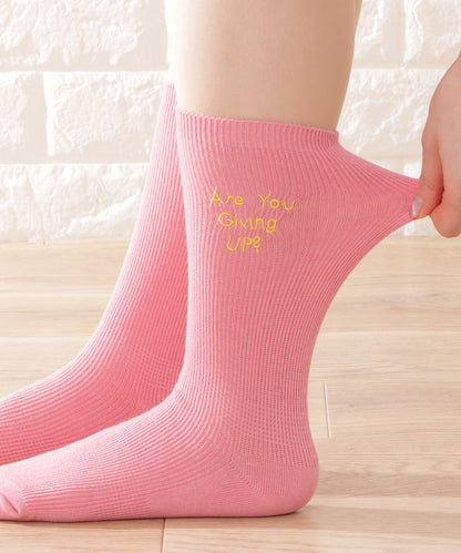 【5足セット】アルファベット刺繍カラーリブソックス