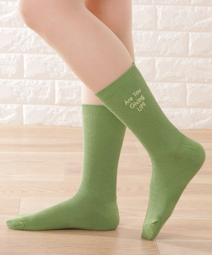 【5足セット】アルファベット刺繍カラーリブソックス