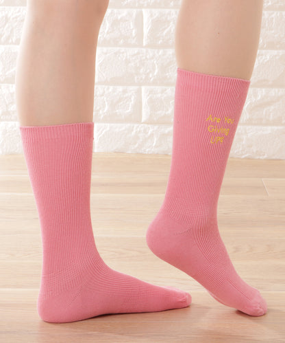 【5足セット】アルファベット刺繍カラーリブソックス