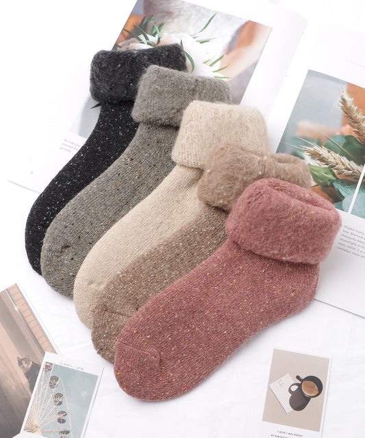 【5足セット】裏起毛ニットショートソックス