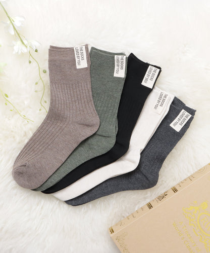 【5色組】タグデザインクルーソックスセット