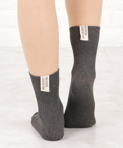 【5色組】タグデザインクルーソックスセット